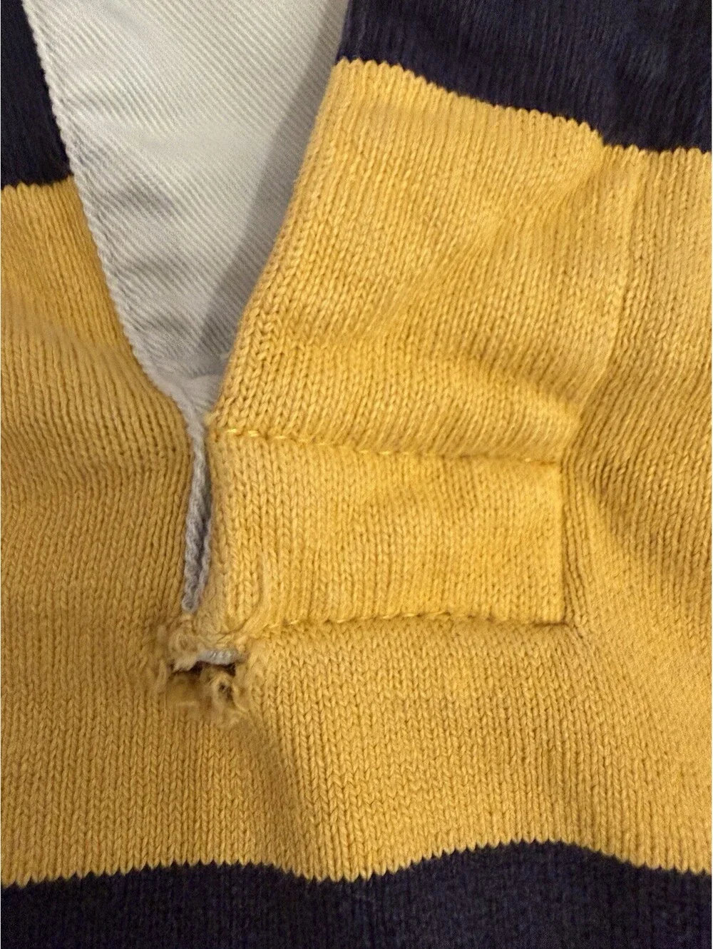 Vintage 90s J Crew Rugby Shirt Men's XLT Blue Yellow Striped Faded Well Worn